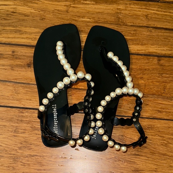 Jeffrey Campbell Shoes - Jeffrey Campbell Black Sandals with Pearl Accents